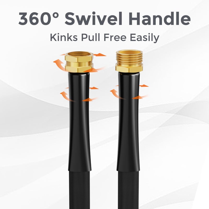 Giraffe Tools Garden Hose 25FT Lightweight Lay Flat Water Hose Kink Free Flexible Hose with 9 Spray Function Nozzleï¼ˆBlackï¼‰ - Image 3