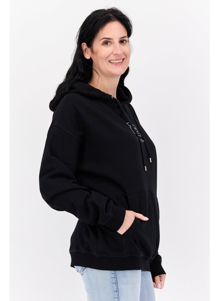 Women Brand Logo Long Sleeves Hooded Sweatshirt, Black - pzsku/Z3BC992F277754DA75104Z/45/_/1737728292/854eb3e1-c002-46e8-92a0-9d96c62ae373