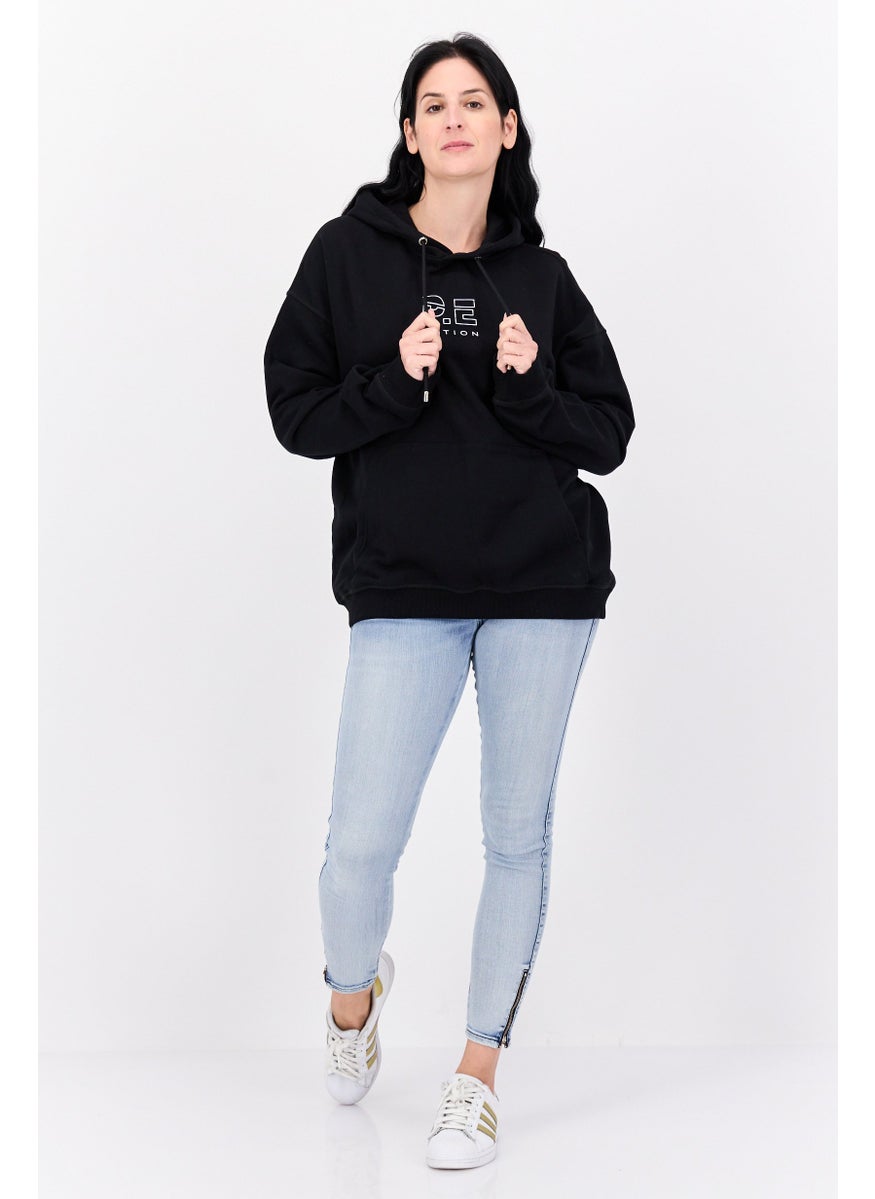 Women Brand Logo Long Sleeves Hooded Sweatshirt, Black - pzsku/Z3BC992F277754DA75104Z/45/_/1737728295/e3d4520f-e3a6-43ad-8d4b-fe48190b6a89