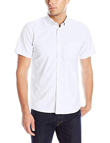 IZOD mens Short Sleeve Button-down Oxford button down shirts, White, 34-35 US - Image 4