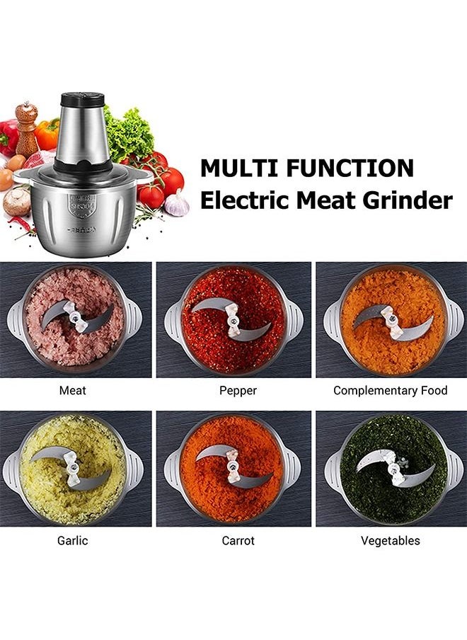 Arabest Multifunctional Stainless Steel Meat Grinder, 2L Electric Meat Grinder and Food Processor, Heavy Duty Food Chopper Processor Kitchen Mincers Food Grinder for Meat, Vegetables, Fruits (Silver)  - Image 5
