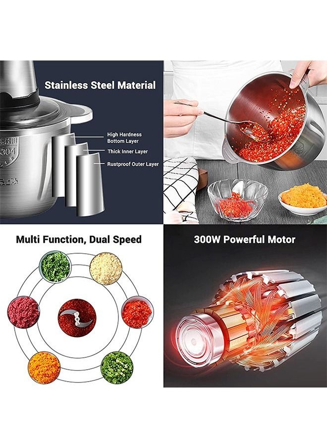 Arabest Multifunctional Stainless Steel Meat Grinder, 2L Electric Meat Grinder and Food Processor, Heavy Duty Food Chopper Processor Kitchen Mincers Food Grinder for Meat, Vegetables, Fruits (Silver)  - Image 4