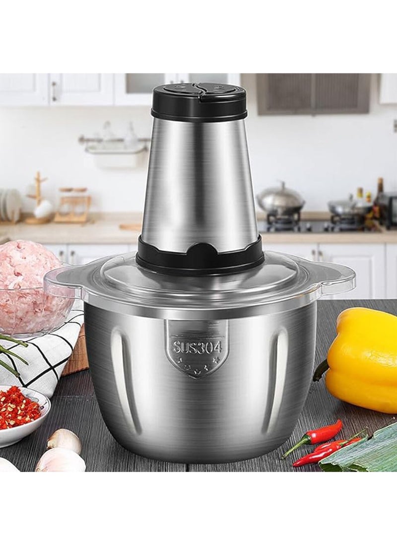 Arabest Multifunctional Stainless Steel Meat Grinder, 2L Electric Meat Grinder and Food Processor, Heavy Duty Food Chopper Processor Kitchen Mincers Food Grinder for Meat, Vegetables, Fruits (Silver)  - Image 1
