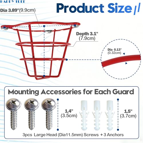 Happy Tree (10 Pack) Red Fire Sprinkler Head Guard Cover Cage for Both 1/2" & 3/4" Fire Head for Protecting Flush Mount & Side Wall & Pendent Head Semi - Recessed fire Sprinkler Covers - Image 2