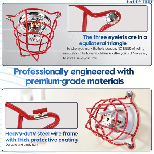 Happy Tree (10 Pack) Red Fire Sprinkler Head Guard Cover Cage for Both 1/2" & 3/4" Fire Head for Protecting Flush Mount & Side Wall & Pendent Head Semi - Recessed fire Sprinkler Covers - Image 4