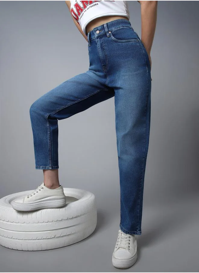 HIGH STAR High Rise Dark Wash Jeans by Styli