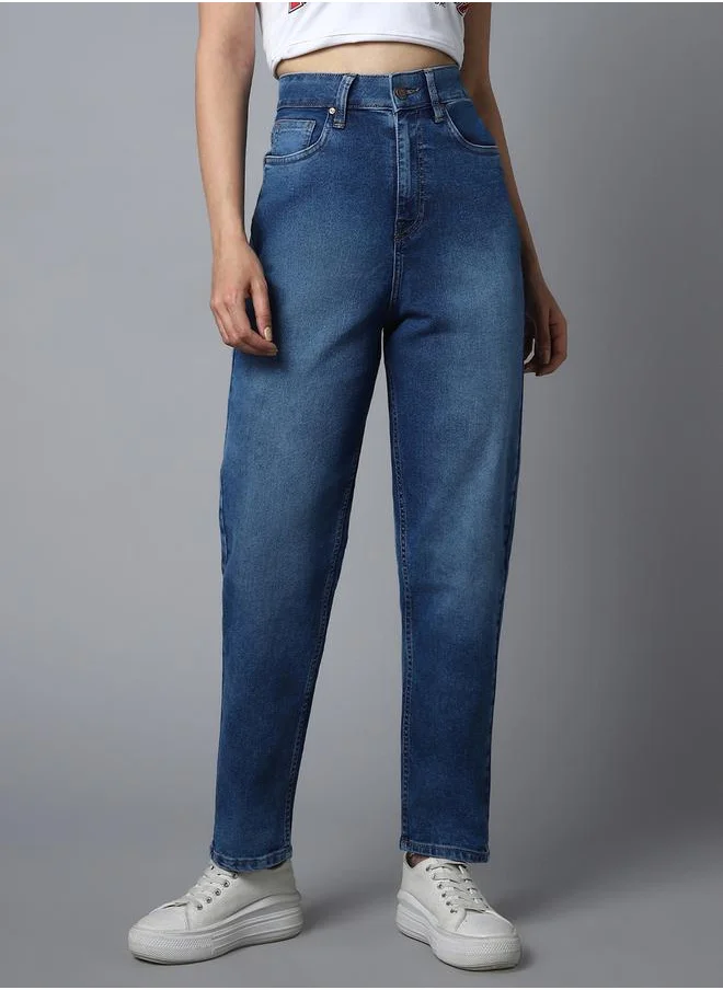 HIGH STAR High Rise Dark Wash Jeans by Styli