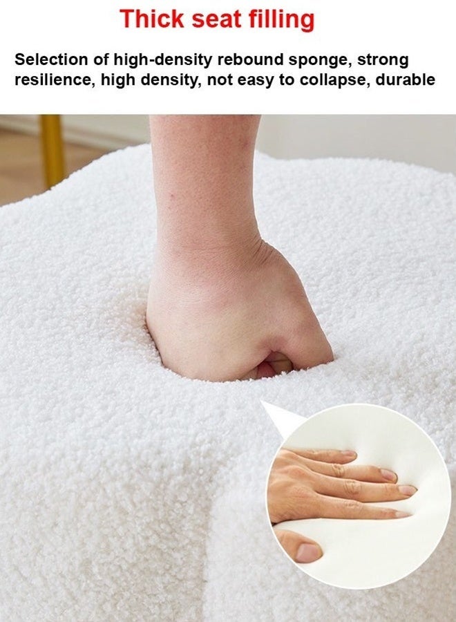 Halamine Boucle Fabric Chair Elegant Cloud Design with Metal Legs, Vanity Table Chair, Bedroom Dressing Chair, Shoe Changing Chair - White - Image 5