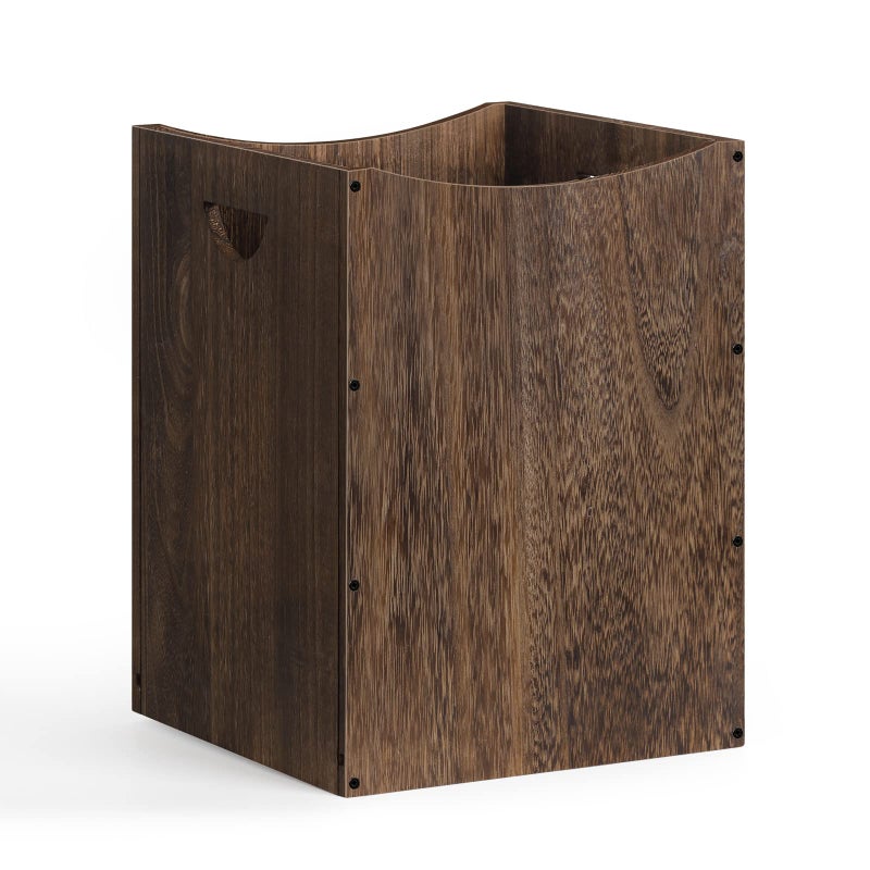 smusei Wood Trash Can 95 Gallon Waste Basket Bin Rustic Farmhouse Large Kitchen Garbage Can for Bedroom Living Room Bathroom Office Rustic Brown - Image 2