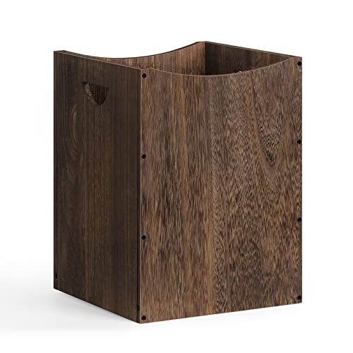 smusei Wood Trash Can 95 Gallon Waste Basket Bin Rustic Farmhouse Large Kitchen Garbage Can for Bedroom Living Room Bathroom Office Rustic Brown - Image 1