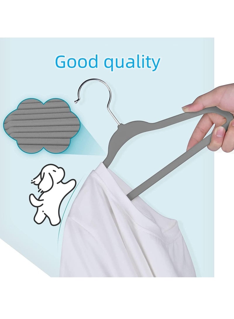 رايتشر شماعات ملابس الأطفال، شماعات مخملية للأطفال، شماعات للأطفال الصغار مع خطاف دوار 360 درجة، تصميم كتف مدبب لملابس الأطفال، شماعات ملابس متينة وقوية 50 قطعة - Image 4