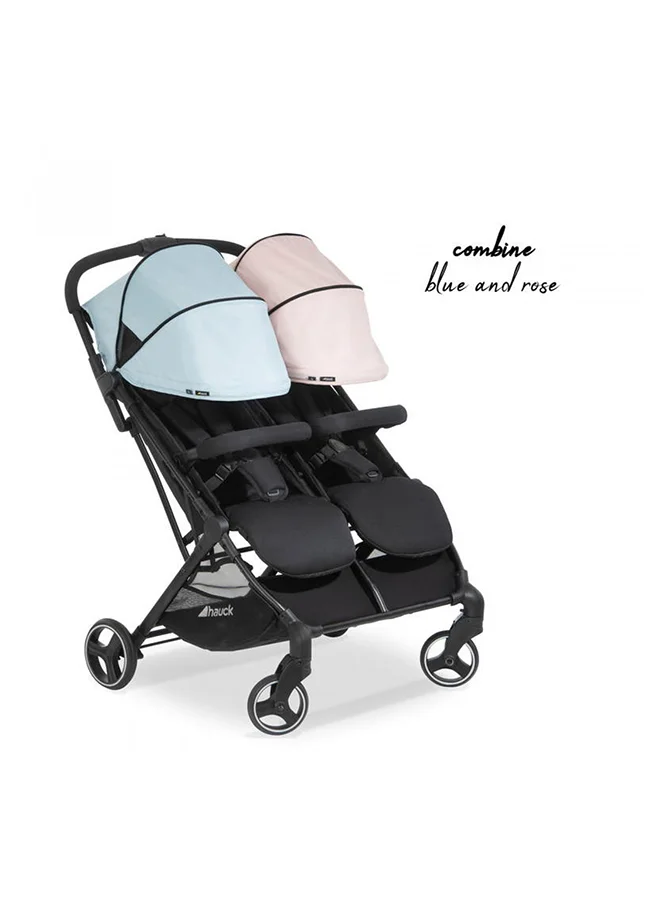 hauck Sun Canopy For Double Pushchair Swift X Duo, Upf 50 +, 3 Zones With Ventilation Outlets, Individual Summer Look, Easy To Install - Blue