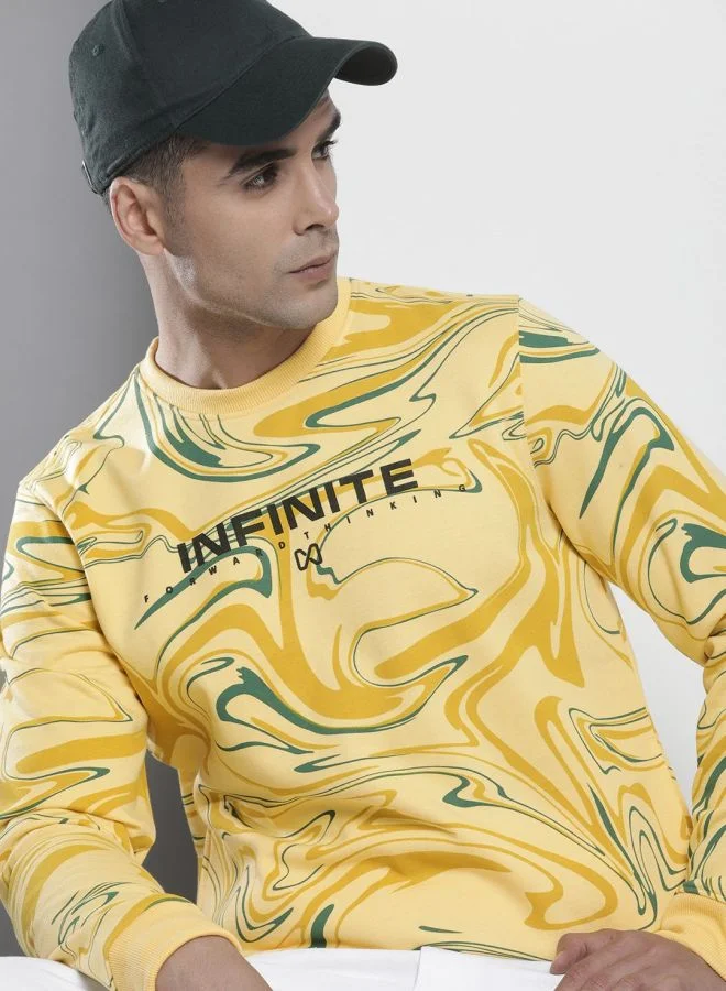 The Indian Garage Co Men Regular Fit Abstract Crew Neck Full Sleeves Sweatshirt