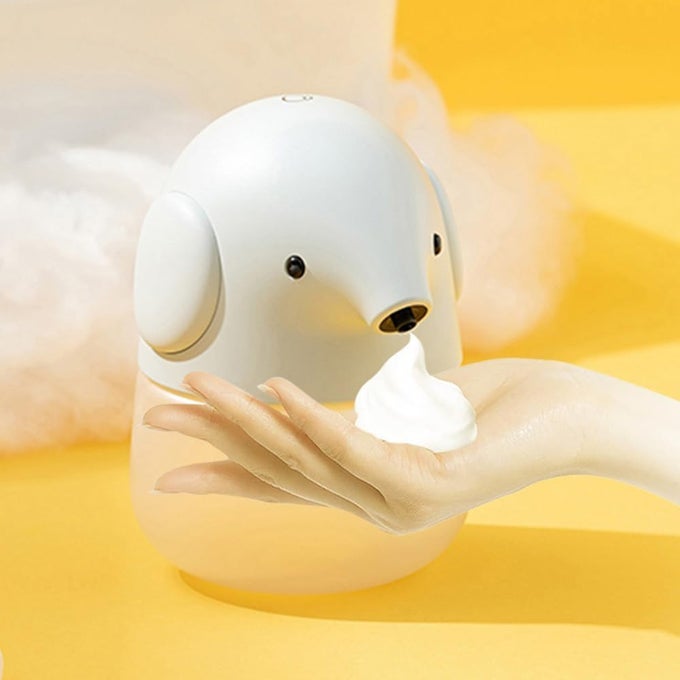 AUTOMATIC SOAP DISPENSER FOR KIDS CUTE ELEPHANT TOUCHLESS FOAMING HAND SOAP DISPENSER WATERPROOF USB RECHARGEABLE 135OZ 400ML FOR BATHROOM COUNTERTOP KITCHEN PRESCHOOL CHILDREN