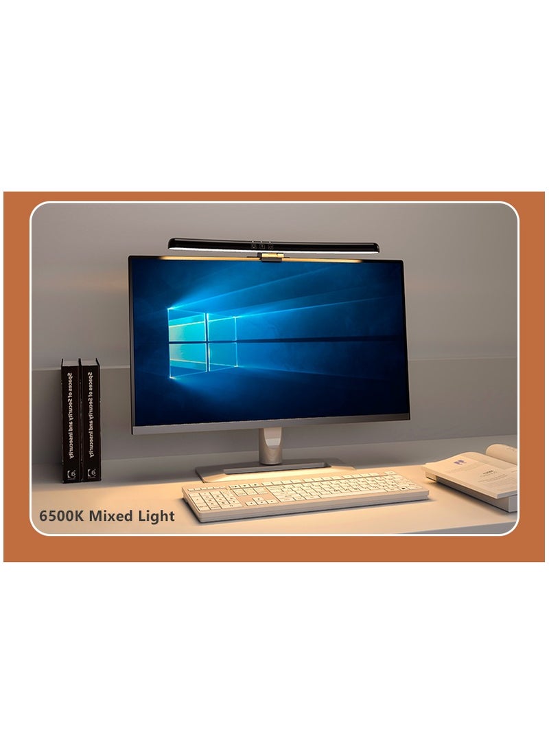 Fankalo - Curved Monitor Light Bar for Curved Monitor,with 3 Color Temperature Modes(3000K-4200K-6500K), Stepless Dimming,Monitor Lamp with USB Powered for Work and Office, Black - Image 1