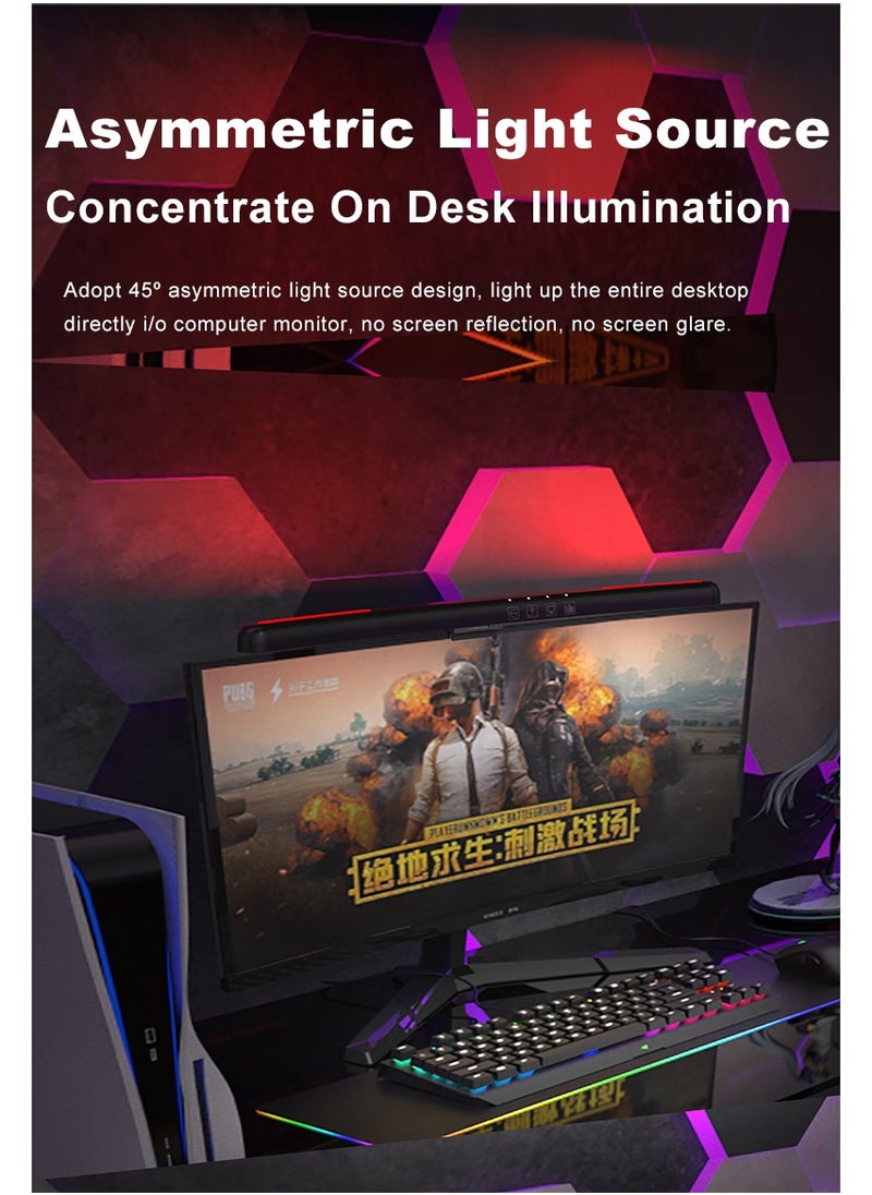 Fankalo - Curved Monitor Light Bar for Curved Monitor,with 3 Color Temperature Modes(3000K-4200K-6500K), Stepless Dimming,Monitor Lamp with USB Powered for Work and Office, Black - Image 1