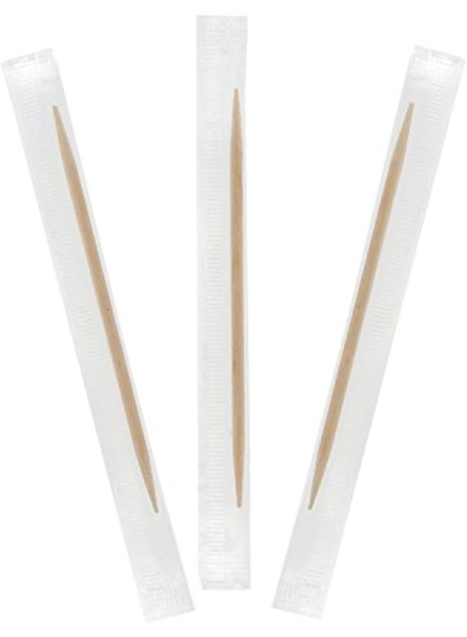 Hotpack Disposable Bamboo Tooth Picks Individually Wrapped, Sturdy Double Sided 1000 Pieces - Image 1