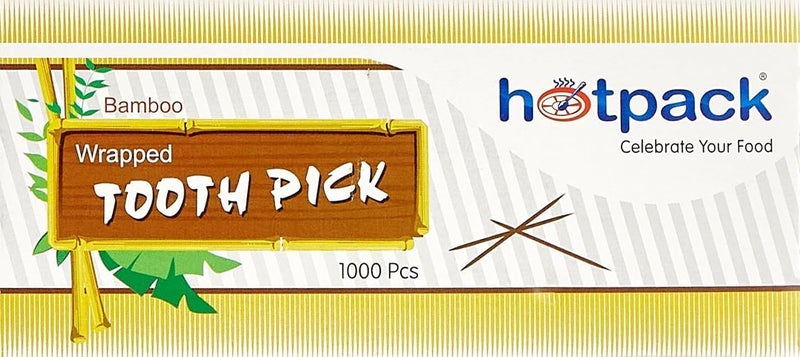 Hotpack Disposable Bamboo Tooth Picks Individually Wrapped, Sturdy Double Sided 1000 Pieces - Image 2
