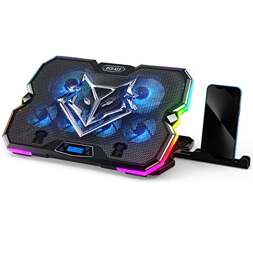 KeiBn Upgrade Laptop Cooling Pad A13,RGB Lights Laptop Cooler 6 Fans for up to 15.6 Inch Laptops,10 Modes Light, 7 Height Stands, 2 USB Ports - Blue - Image 1