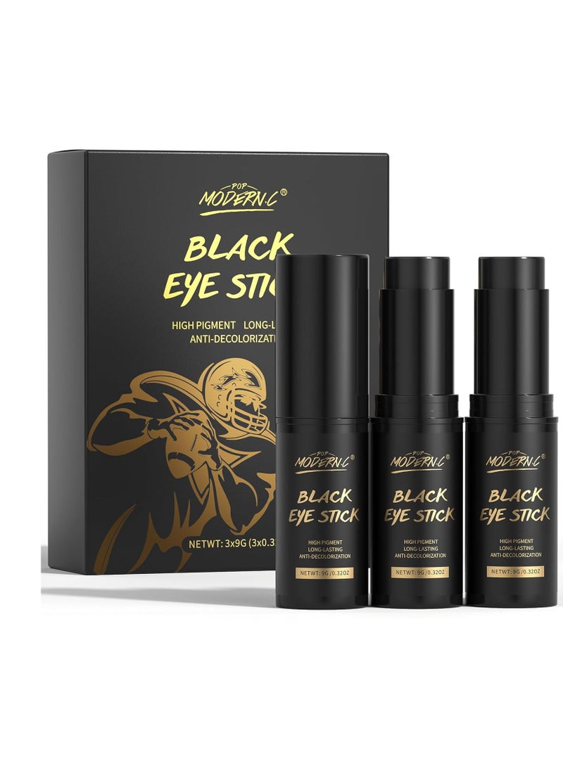 POP MODERN.C - Eye Black Sticks 3 Pcs for football Baseball Softball Athletes Sport Games AntiGlare Soccer Lacrosse Hockey Face Paint Stick Long-lasting High Pigment Cosplay Halloween Costume Makeup Body Paint - Image 1
