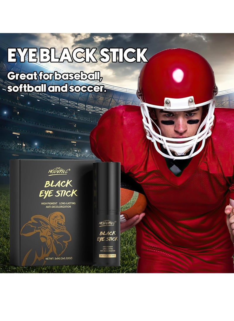 POP MODERN.C - Eye Black Sticks 3 Pcs for football Baseball Softball Athletes Sport Games AntiGlare Soccer Lacrosse Hockey Face Paint Stick Long-lasting High Pigment Cosplay Halloween Costume Makeup Body Paint - Image 1