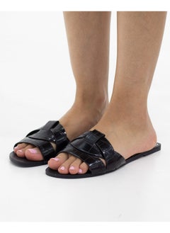 LAMARAPARIS Zara flat slide in croc material black  - Image 1