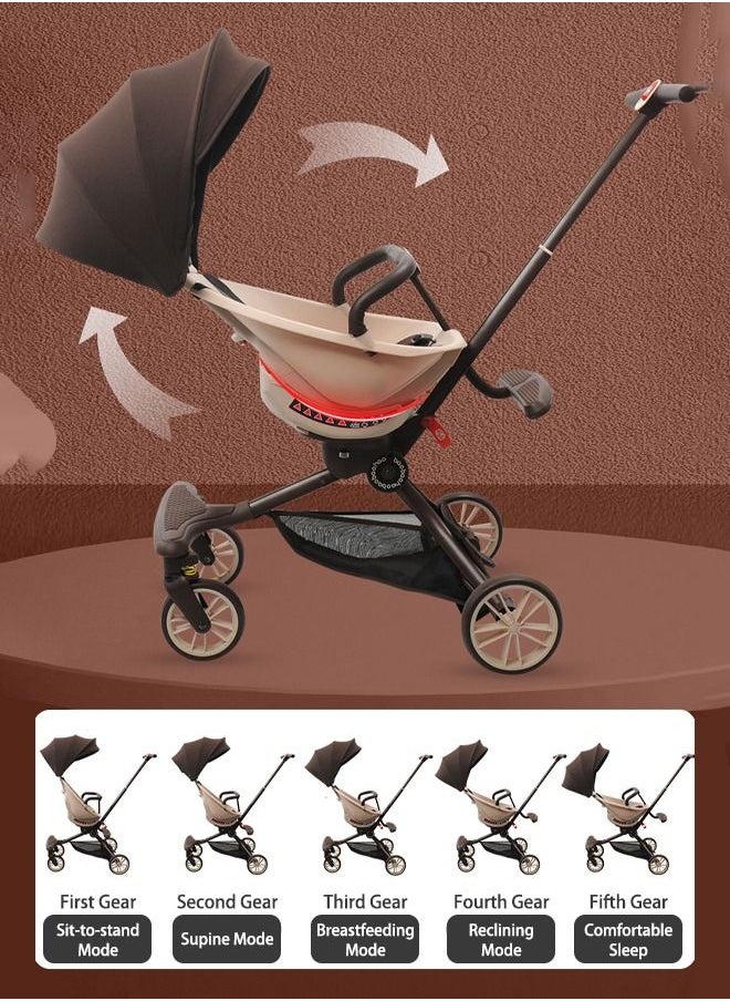 baobaohao - عربة أطفال خفيفة الوزن V18 للأطفال الصغار، مقعد قابل للعكس وقابل للإمالة ومظلة للشمس، عربة أطفال بمقابض قابلة للتعديل ومسند ظهر وحقيبة تخزين - Image 1