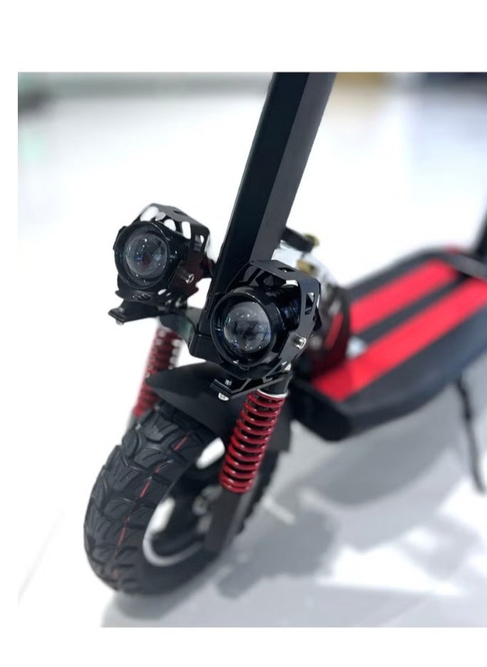 Crony - V10 Fast Speed E-Scooter 1200w Motor 48v/12ah,10"Off-Road Wide Tires,Dual Suspension/Hydraulic Disc Brakes E-Bike, Triple Led Headlamps, All-Terrain, Easy Foldable, Portable Commuter Electric Scooter For Adults & Kids, 120kg Load Skateboard Aluminum Frame, Urban Mobility，Red - Image 1