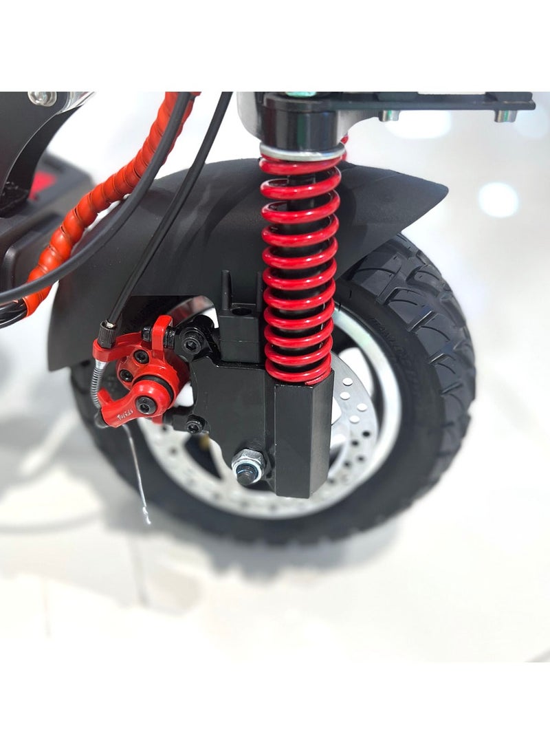 Crony - V10 Fast Speed E-Scooter 1200w Motor 48v/12ah,10"Off-Road Wide Tires,Dual Suspension/Hydraulic Disc Brakes E-Bike, Triple Led Headlamps, All-Terrain, Easy Foldable, Portable Commuter Electric Scooter For Adults & Kids, 120kg Load Skateboard Aluminum Frame, Urban Mobility，Red - Image 1