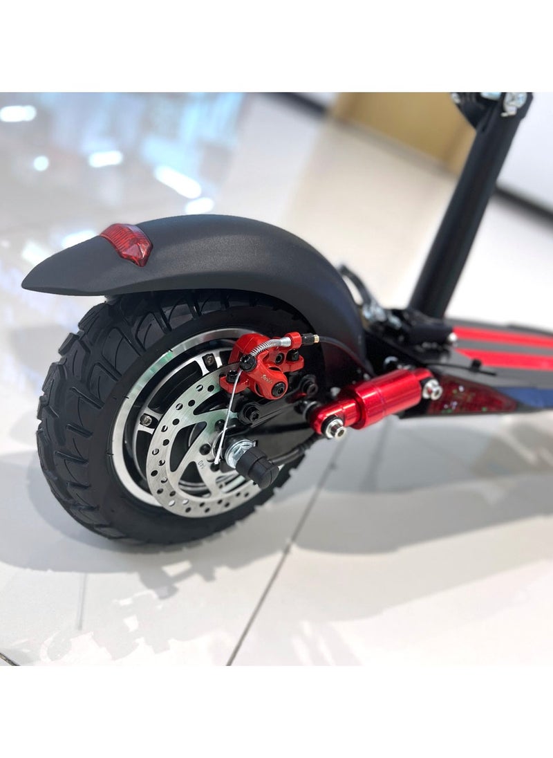 Crony - V10 Fast Speed E-Scooter 1200w Motor 48v/12ah,10"Off-Road Wide Tires,Dual Suspension/Hydraulic Disc Brakes E-Bike, Triple Led Headlamps, All-Terrain, Easy Foldable, Portable Commuter Electric Scooter For Adults & Kids, 120kg Load Skateboard Aluminum Frame, Urban Mobility，Red - Image 1
