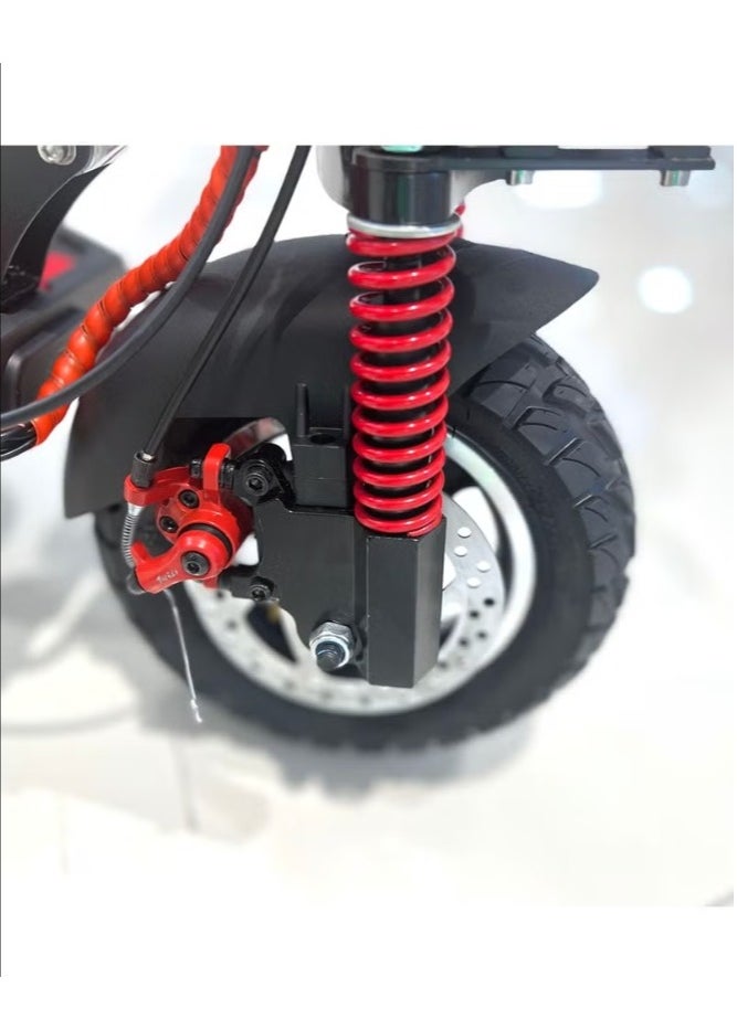 Crony - V10 Fast Speed E-Scooter 1200w Motor 48v/12ah,10"Off-Road Wide Tires,Dual Suspension/Hydraulic Disc Brakes E-Bike, Triple Led Headlamps, All-Terrain, Easy Foldable, Portable Commuter Electric Scooter For Adults & Kids, 120kg Load Skateboard Aluminum Frame, Urban Mobility，Red - Image 1
