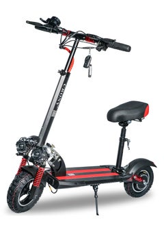 Crony V10 Fast Speed E-Scooter 1200w Motor 48v/12ah,10"Off-Road Wide Tires,Dual Suspension/Hydraulic Disc Brakes E-Bike, Triple Led Headlamps, All-Terrain, Easy Foldable, Portable Commuter Electric Scooter For Adults & Kids, 120kg Load Skateboard Aluminum Frame, Urban Mobility，Red  - Image 1