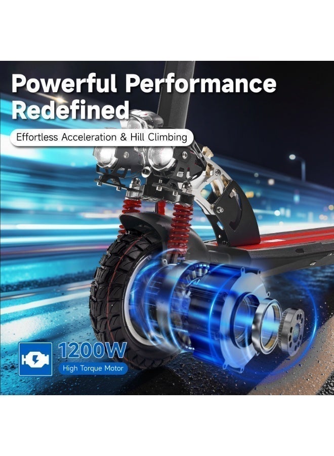 V10 Big Display 1200W Motor Electric Scooter – 45-68KM/H Speed, 20-40KM Range, 10” Off-Road Tires, 48V 12AH Battery, Dual Suspension, Dual Disc Brakes image 7