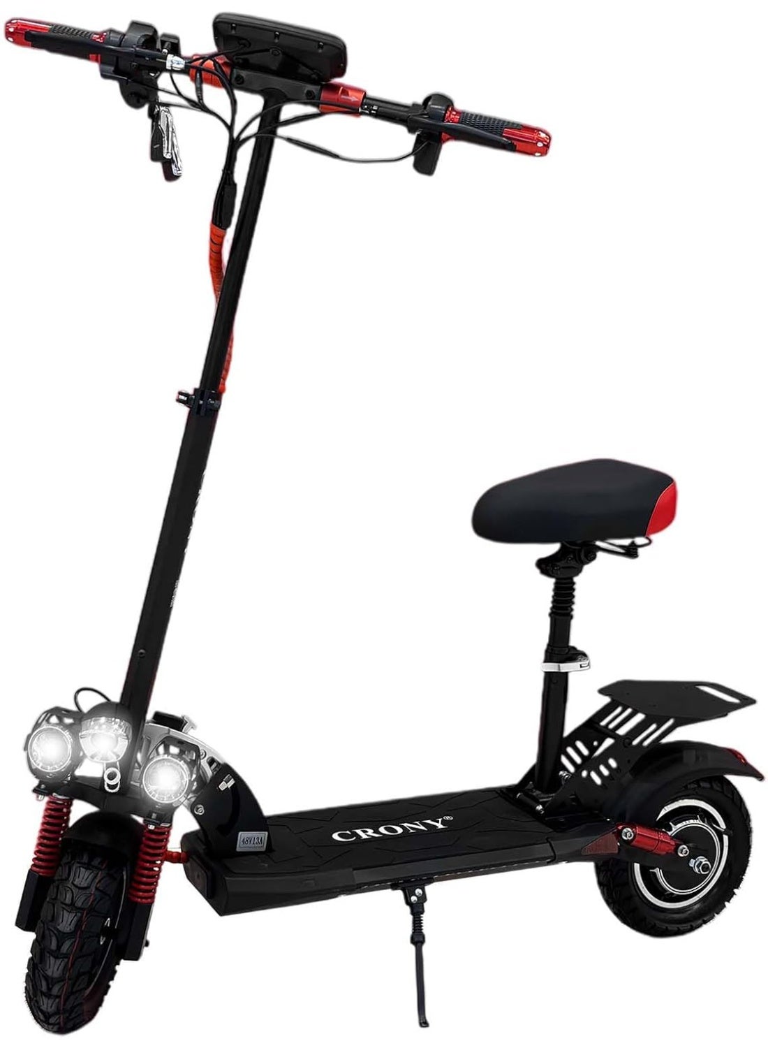 V10 Big Display 1200W Motor Electric Scooter – 45-68KM/H Speed, 20-40KM Range, 10” Off-Road Tires, 48V 12AH Battery, Dual Suspension, Dual Disc Brakes, Foldable Aluminum Frame, Triple LED Headlights, LED Base Lighting, Heavy Duty 120KG Load, Electric Scooter with Seat for Adults, Perfect for Fast Urban Commuting and Outdoor Adventures, Red