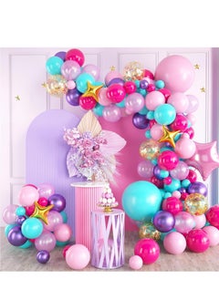 Pink Purple Balloon Arch Kit, Blue Hot Teal Balloons Arch, Garland With Confetti and Foil for Girls Birthday Party Decorations