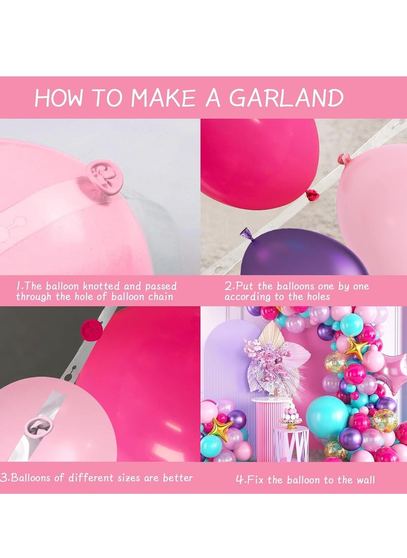 Generic - Pink Purple Balloon Arch Kit, Blue Hot Teal Balloons Arch, Garland With Confetti and Foil for Girls Birthday Party Decorations - Image 1