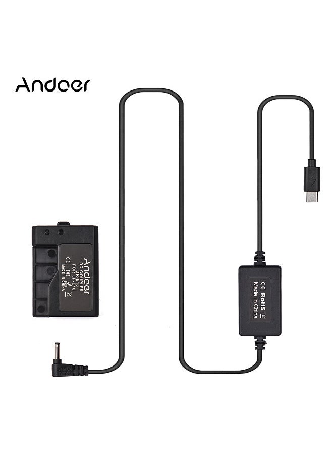 PD USB Type-C Cable to DR-E10 Dummy Battery DC Coupler LP-E10 Replacement for Canon EOS Rebel T7 T6 T5 T3 X50 X70 EOS 1100D 1200D 1300D 1500D 2000D