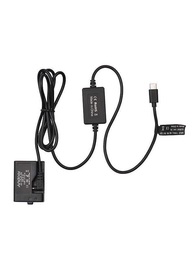 PD USB Type-C Cable to DR-E10 Dummy Battery DC Coupler LP-E10 Replacement for Canon EOS Rebel T7 T6 T5 T3 X50 X70 EOS 1100D 1200D 1300D 1500D 2000D