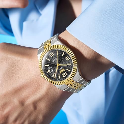 OPK Watch for Men Gold Black Business Large Analog Quartz Stainless Steel Day Date Waterproof Luminous Casual Wrist Watches - Image 4