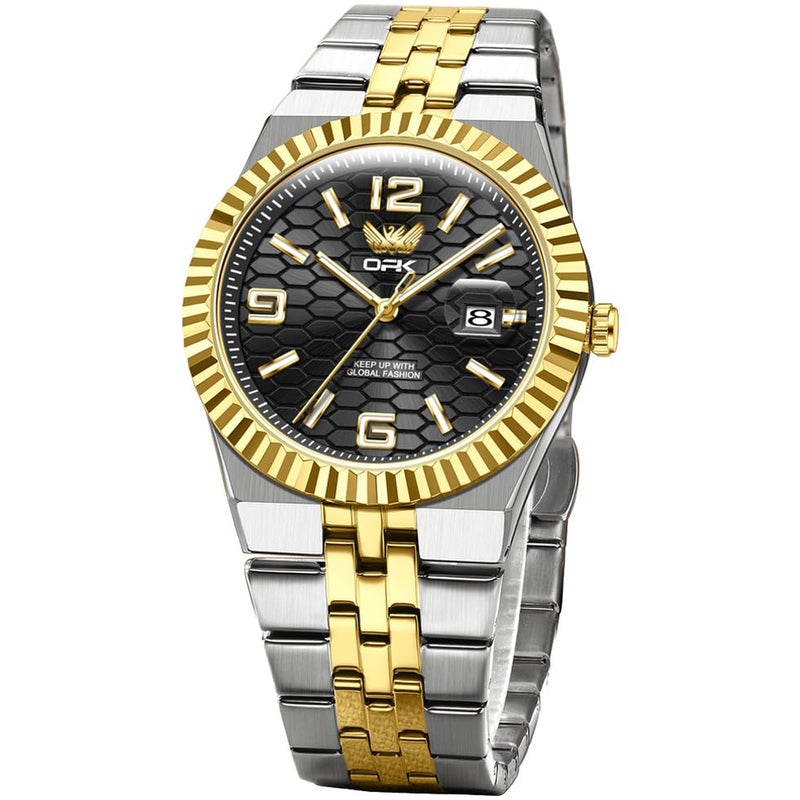 OPK Watch for Men Gold Black Business Large Analog Quartz Stainless Steel Day Date Waterproof Luminous Casual Wrist Watches - Image 1