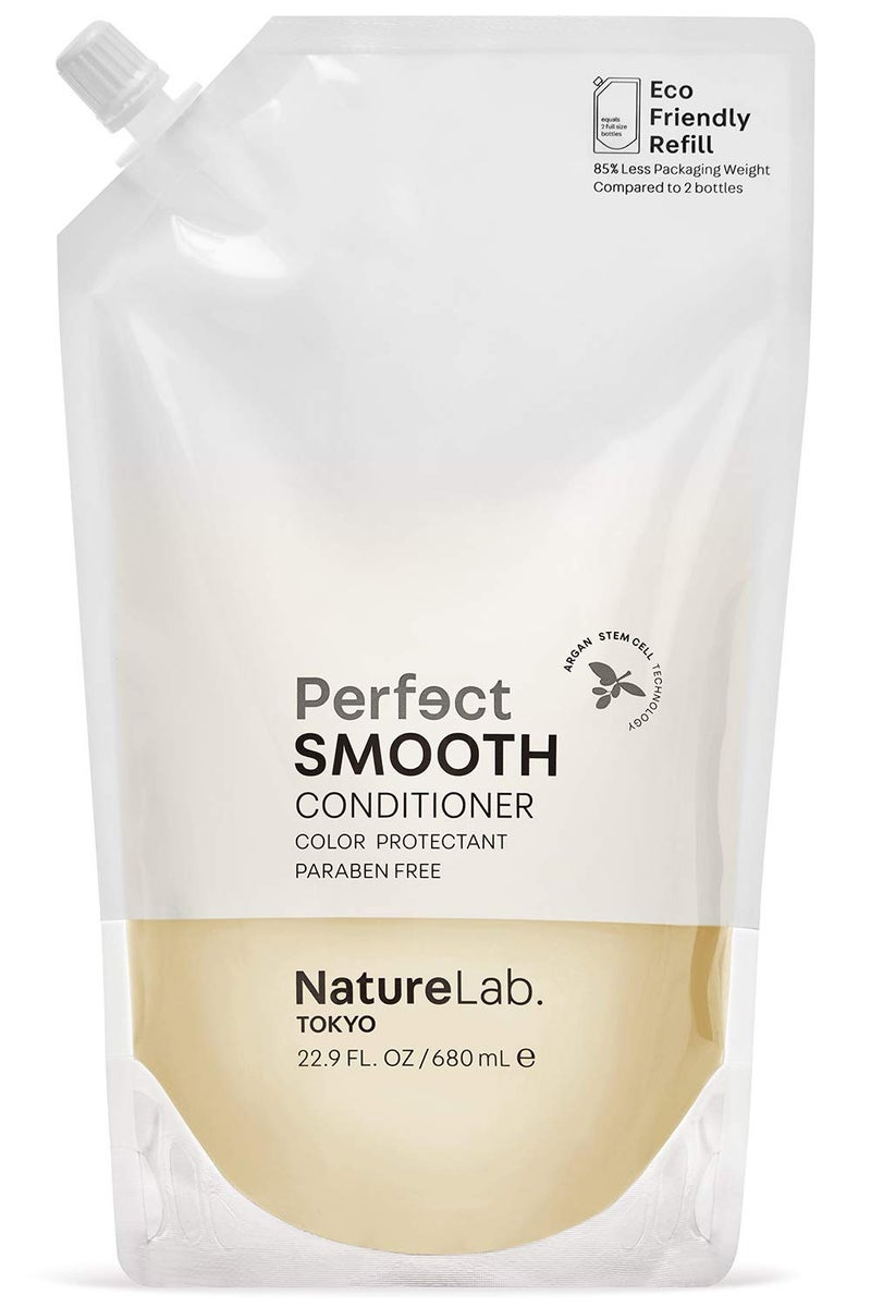 NatureLab. TOKYO NATURELAB. TOKYO Perfect Smooth Conditioner: Eco-Friendly Refill Pouch: Lightweight Moisturizing Conditioner for Smoother Frizz-Free Hair I 22.9 FL OZ / 680ml - Image 1