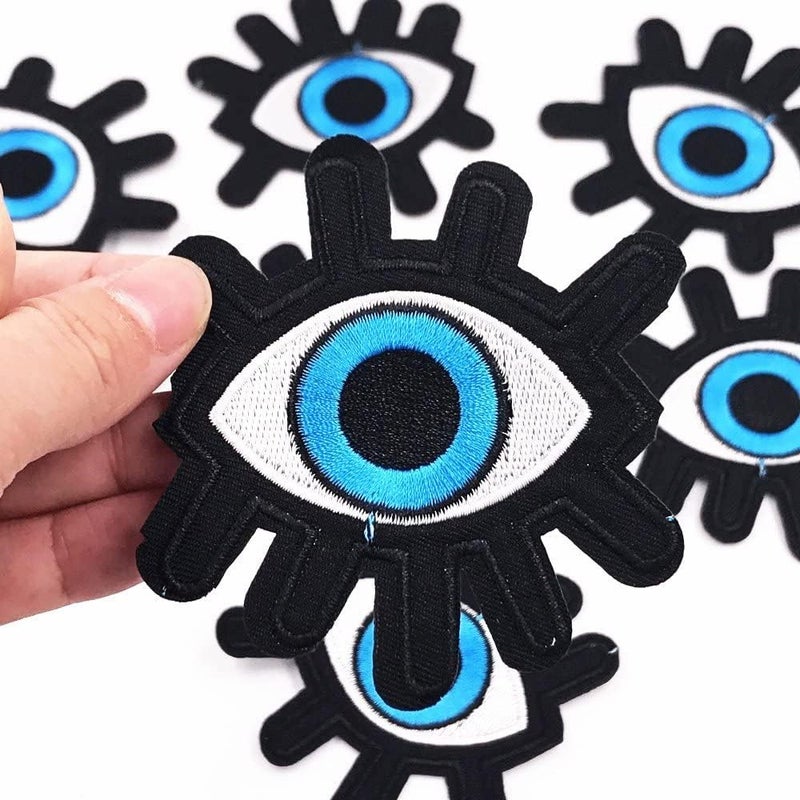 Daily Crafts Daily Crafts 10 Pcs Eyes Clothes Embroidered Iron On Patches for Clothing DIY Stripes Motif Appliques Parches Bordados Badges  - Image 3