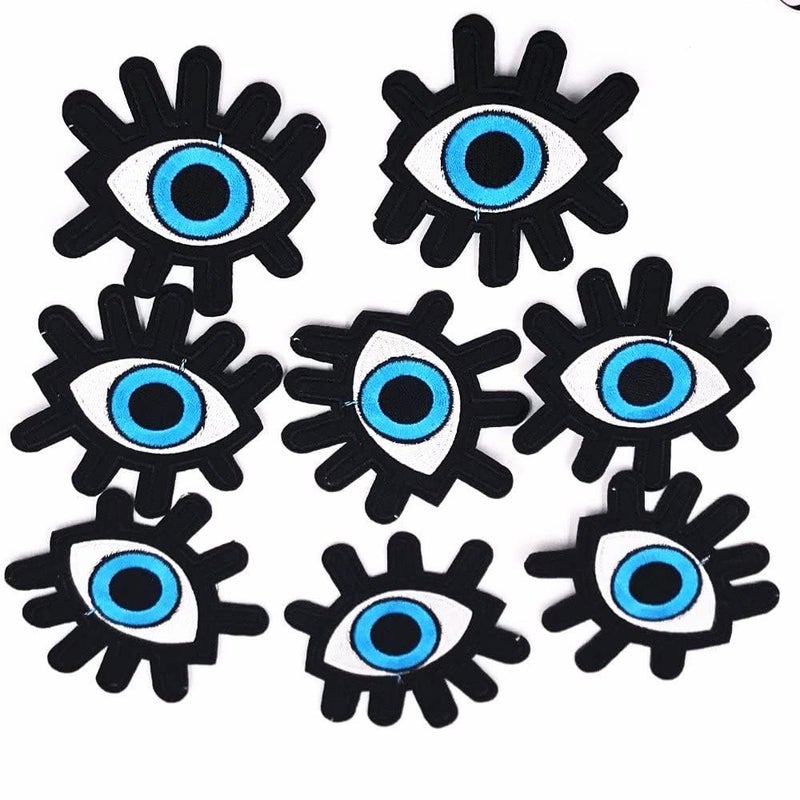 Daily Crafts Daily Crafts 10 Pcs Eyes Clothes Embroidered Iron On Patches for Clothing DIY Stripes Motif Appliques Parches Bordados Badges  - Image 4