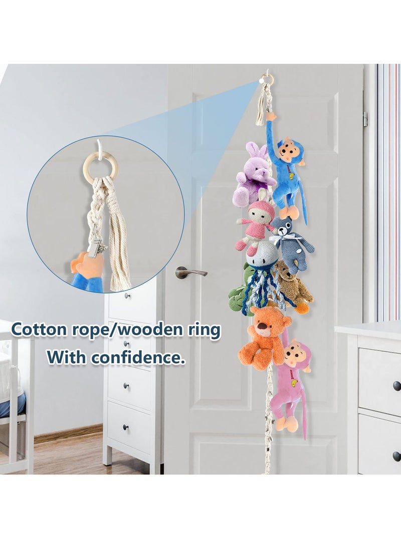 SYOSI - 2 Pcs Boho Stuffed Animals Storage Chain, Strong Toy Storage Hanging Chain with 40 Metal Clips, Includes 4 Ceiling Hooks, Organize Plush Toys, Hats, Socks, and Holiday Cards - Image 1