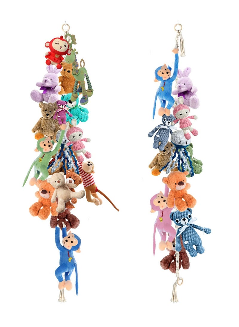 SYOSI - 2 Pcs Boho Stuffed Animals Storage Chain, Strong Toy Storage Hanging Chain with 40 Metal Clips, Includes 4 Ceiling Hooks, Organize Plush Toys, Hats, Socks, and Holiday Cards - Image 1