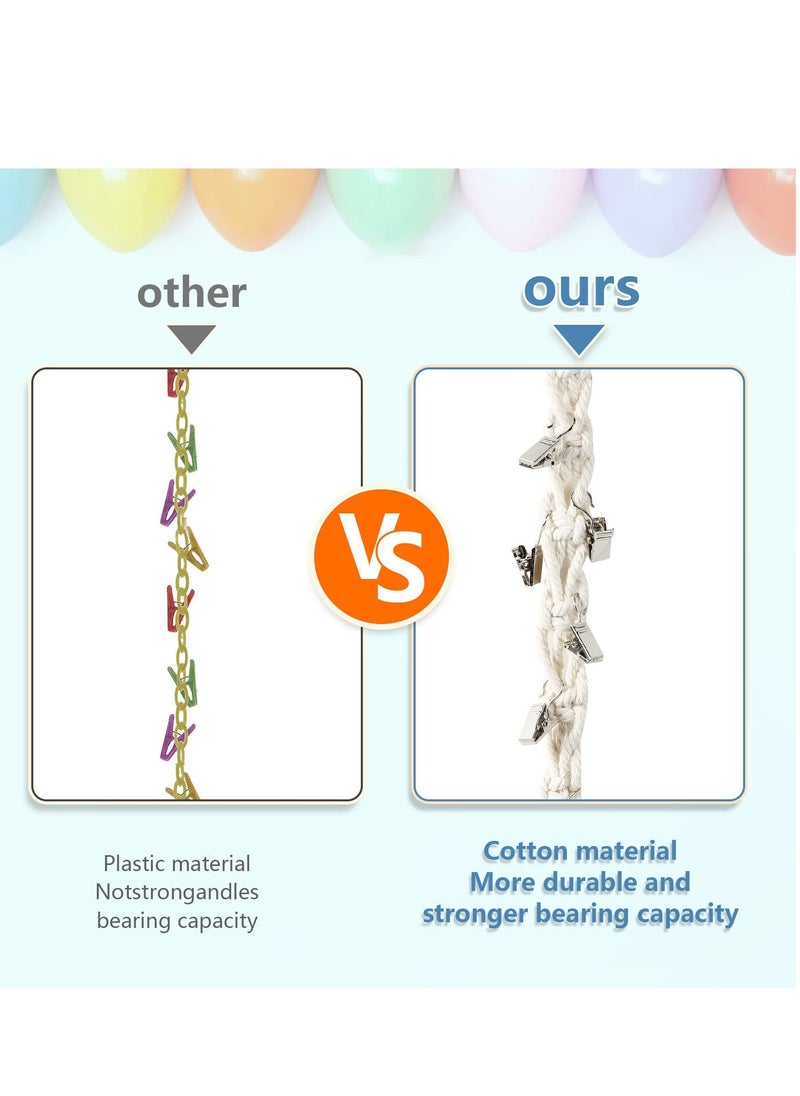 SYOSI - 2 Pcs Boho Stuffed Animals Storage Chain, Strong Toy Storage Hanging Chain with 40 Metal Clips, Includes 4 Ceiling Hooks, Organize Plush Toys, Hats, Socks, and Holiday Cards - Image 1