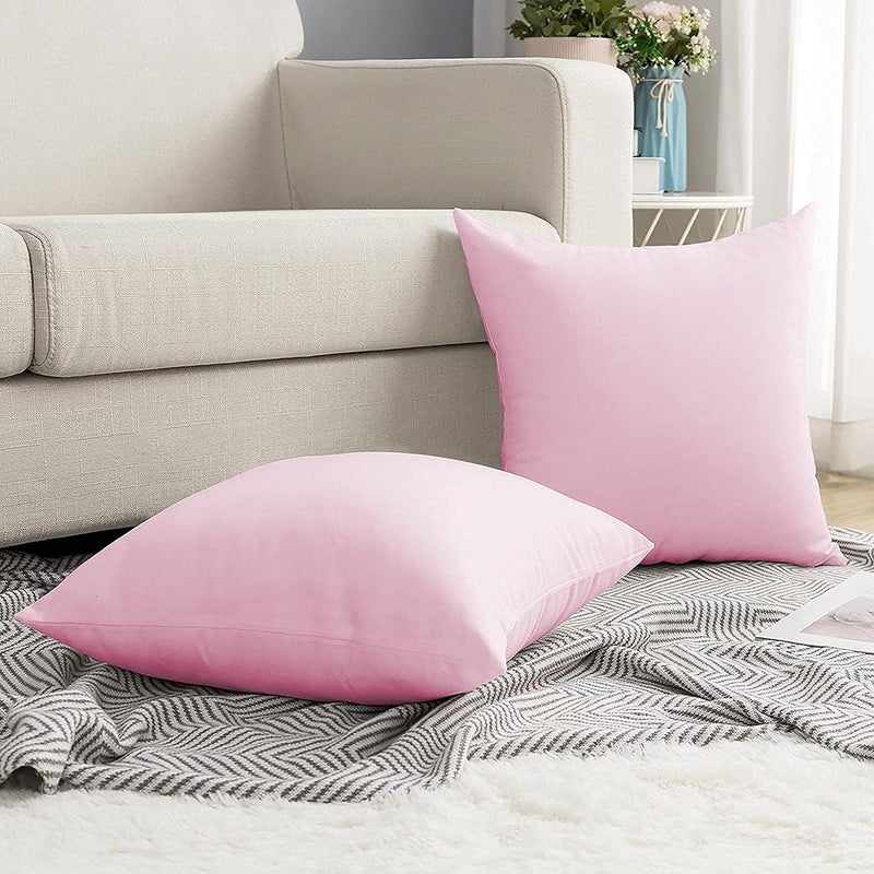 Day Care 400TC Imperious Design Decorative Throw Cushion Cover 100 Egyptian Cotton Size 16x16 Baby Pink Set of 2 - Image 1