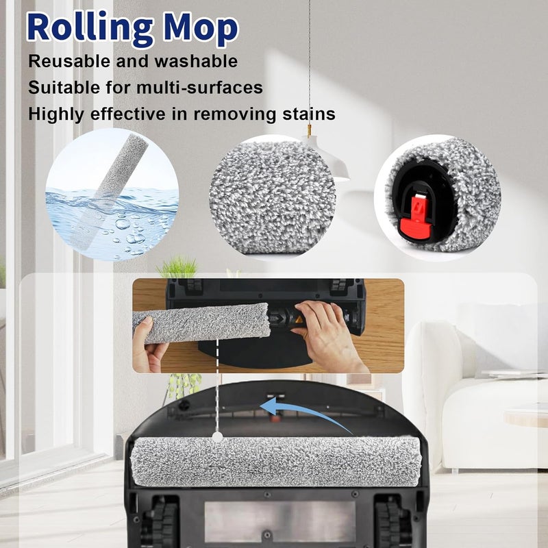 Feilifan 18 PCS Accessories for Eufy Omni S1 Pro Robot Vacuum, Replacement Parts Main Brush, Side Brush, Washable Filter, Dust Bag, Rolling Mop - Image 4