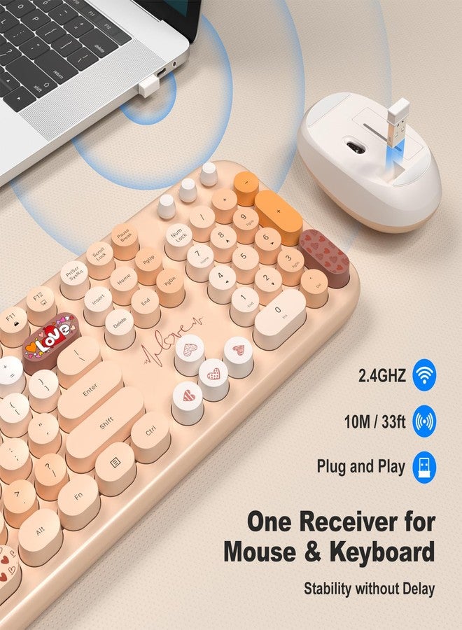 موفيفي مجموعة لوحة مفاتيح وماوس لاسلكية من MOFII، بحجم كامل 2.4 جيجاهرتز، متوافقة مع أجهزة الكمبيوتر المكتبية وأجهزة الكمبيوتر المحمولة وأجهزة الكمبيوتر المحمولة - (لون الشاي بالحليب) - Image 2