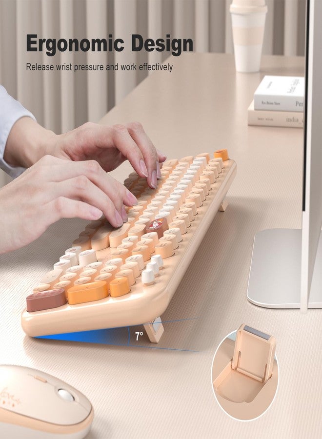 موفيفي مجموعة لوحة مفاتيح وماوس لاسلكية من MOFII، بحجم كامل 2.4 جيجاهرتز، متوافقة مع أجهزة الكمبيوتر المكتبية وأجهزة الكمبيوتر المحمولة وأجهزة الكمبيوتر المحمولة - (لون الشاي بالحليب) - Image 4